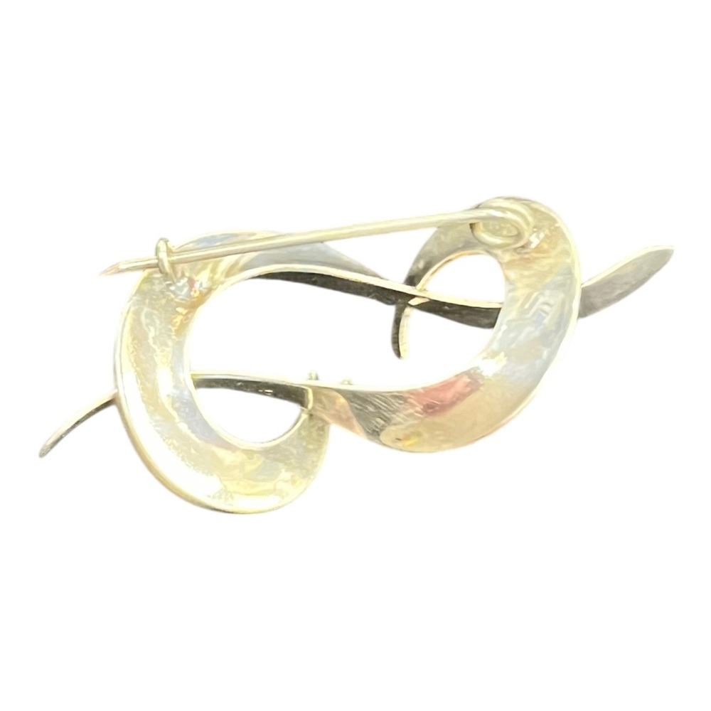 Sterling Silver Twisted Brooch Pin, Marked MS